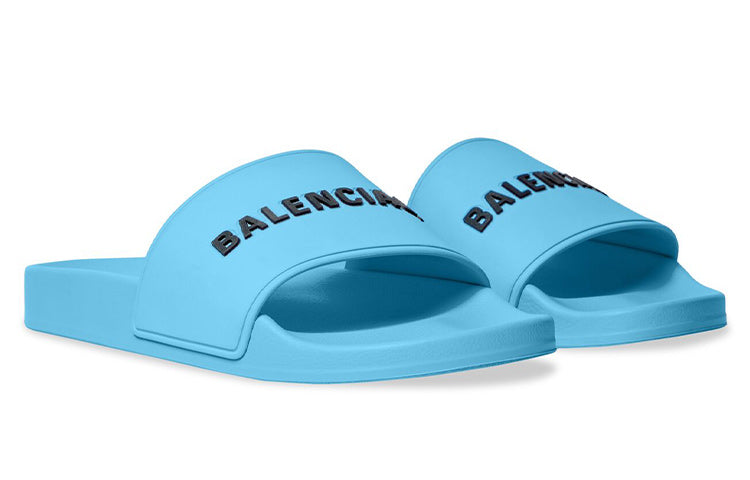 Balenciaga Pool Slides 'Light Blue and Black Rubber' 565826W1S804001