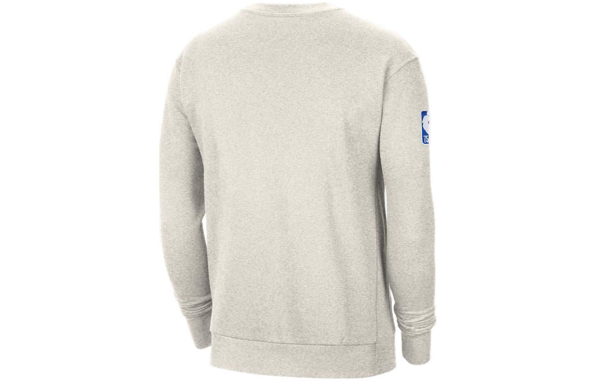 Men's Nike NBA Brooklyn Nets Alphabet Pattern Printing Fleece Round Neck Pullover Birch Color DN4907-051
