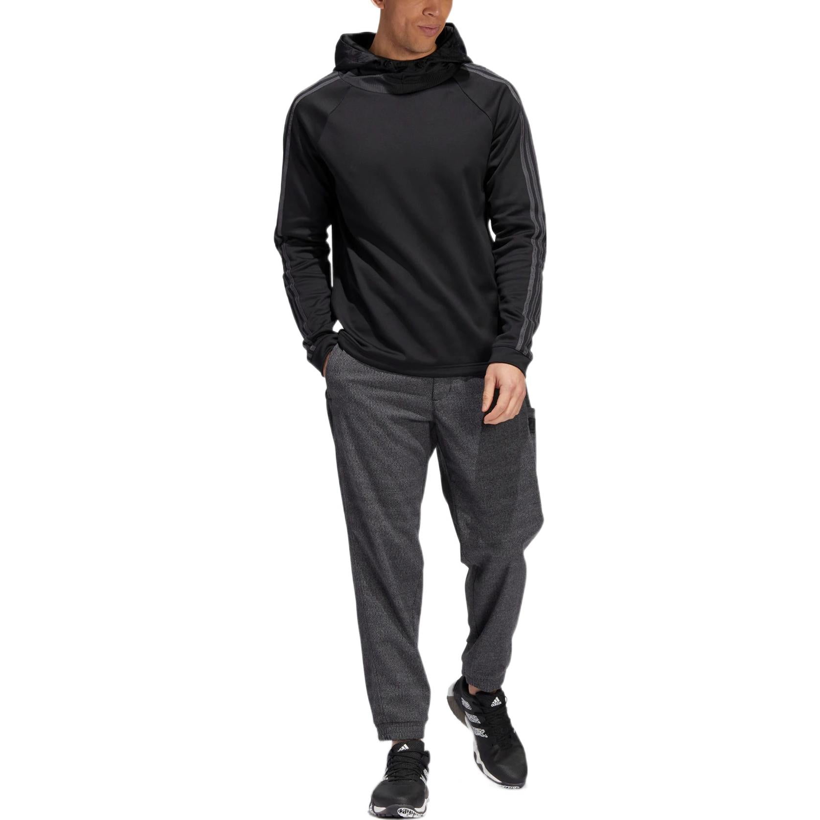 Men's adidas Cold.rdy Solid Color Stripe Pullover Hooded Long Sleeves Black HI3847