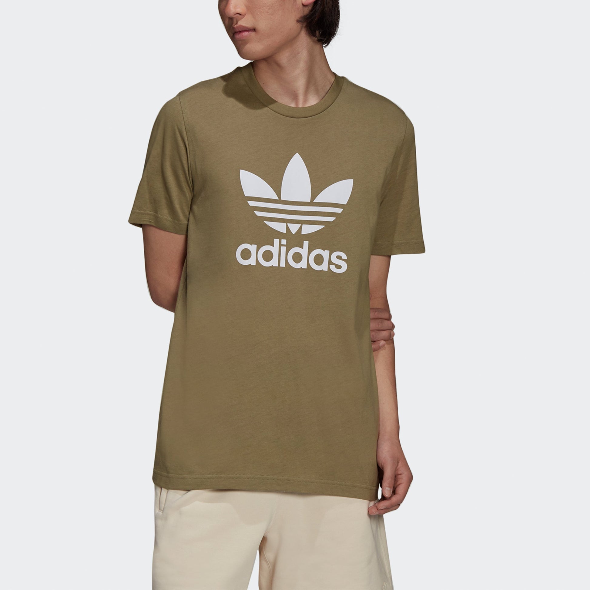 adidas originals Men's Trefoil Logo Print Green HE4954