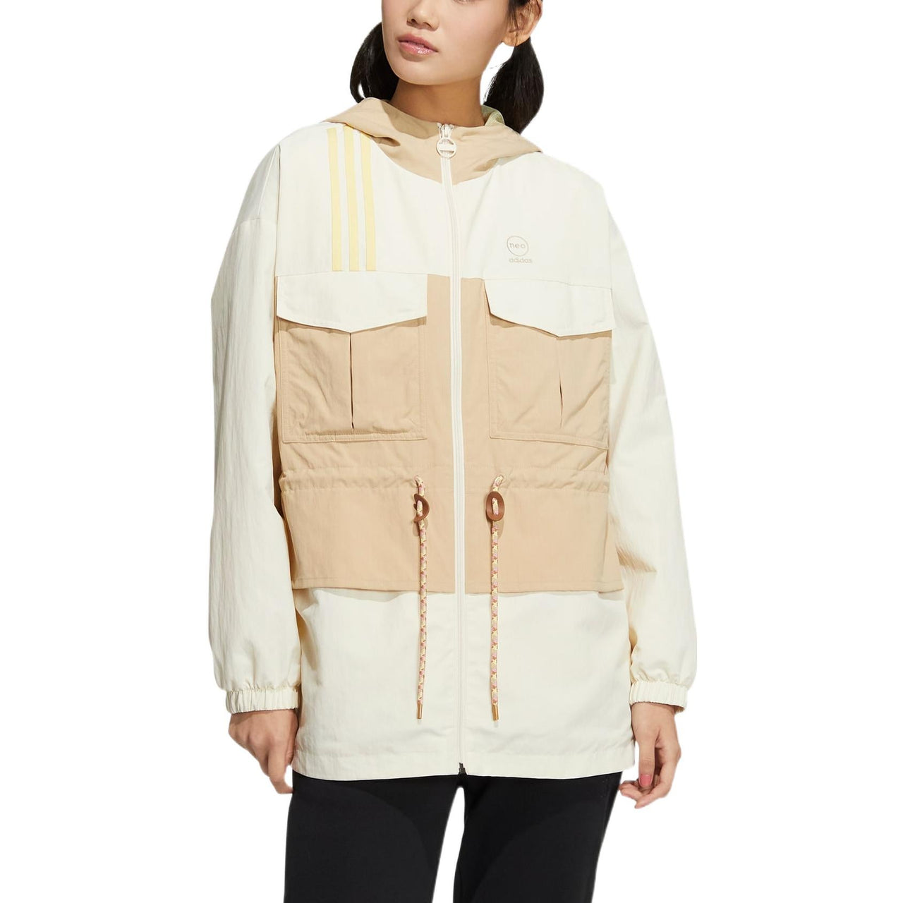 (WMNS) adidas Neo Utility Windbreaker Jackets 'Beige White' HM2021