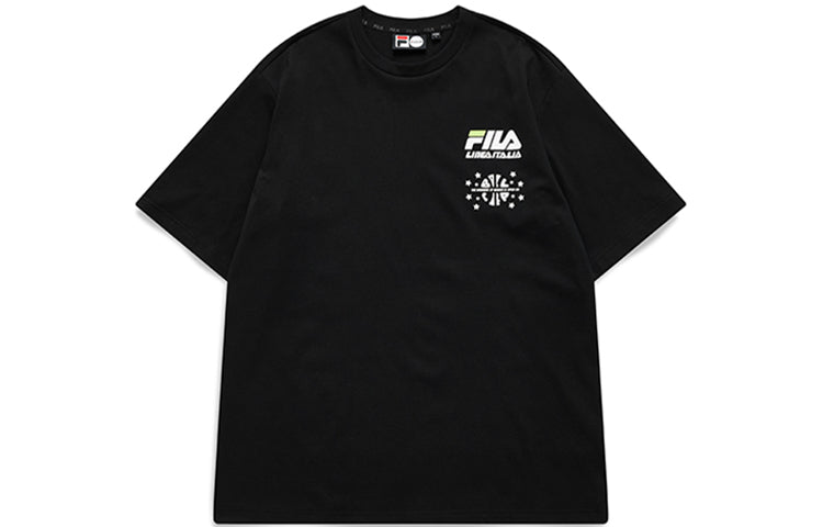 FILA FUSION Back Alphabet Printing Basketball Loose Short Sleeve Couple Style Black T11U125104F-BK