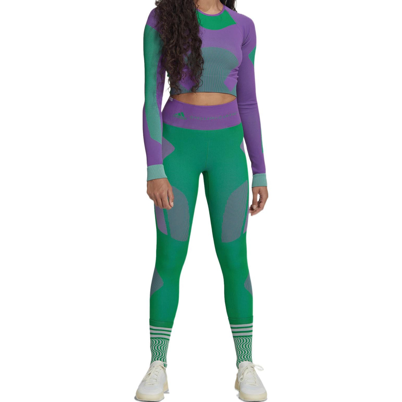 (WMNS) adidas by Stella McCartney TrueStrength Training Leggings Asia Sizing 'Green Purple' HI1944