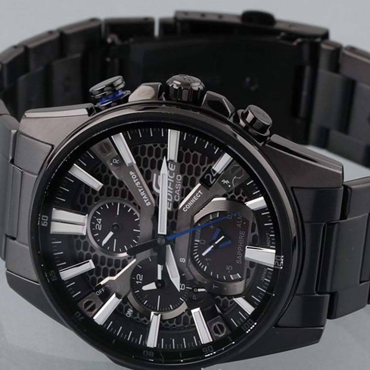 Men's CASIO Black quartz Watch 50mm Black Stainless Steel Case Strap Mens EQB-1200DC-1A