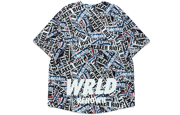 Men's FILA FUSION x staple Crossover Contrasting Colors Logo Full Print Sports Short Sleeve T11M134101F-GY