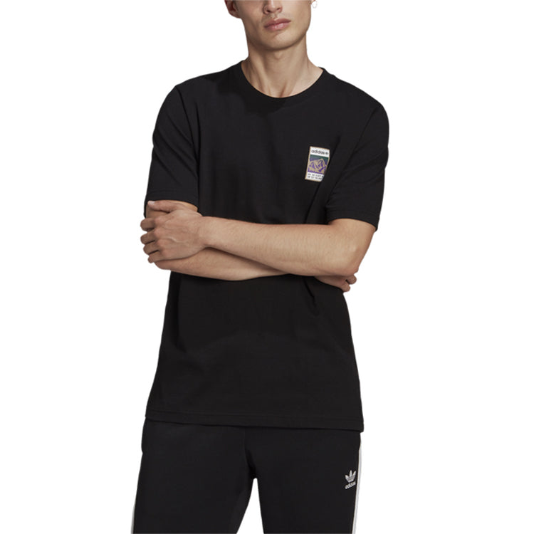 adidas originals Adiplore Gfx T Back Pattern Printing Casual Short Sleeve Black GV0966