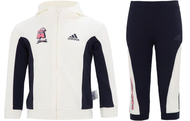 (TD) adidas N Street Full-Zip Hooded Set 'White Black' IQ0990
