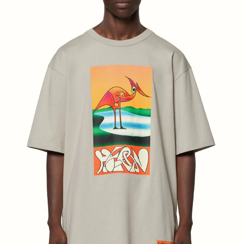 HERON PRESTON SS22 Abstract T-shirt 'Grey Orange' HMAA026S22JER0030920
