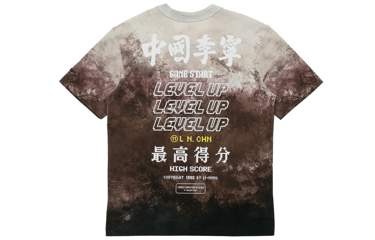 Li-Ning Tie Dye Gradient Casual Sports Short Sleeve Black AHSQ629-4