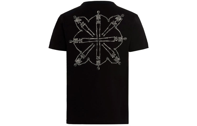 Men's Alexander McQueen FW21 Printing Round Neck Pullover Short Sleeve Black 666619-QRX03-1000