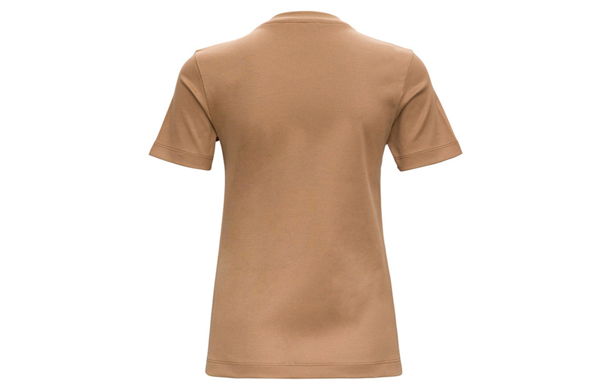 FENDI Round Neck Alphabet Logo Short Sleeve Beige FS7254AFLDF1D3F