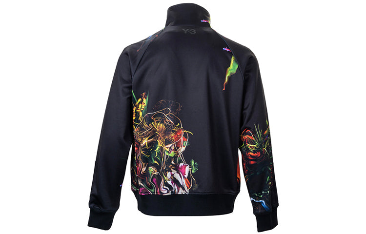 Men's Y-3 Printing Pattern Stand Collar Jacket Black FJ0391IW