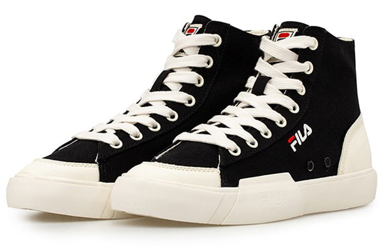 (WMNS) Fila Block High-Top Canvas Shoes Black/White T12W034404FBK