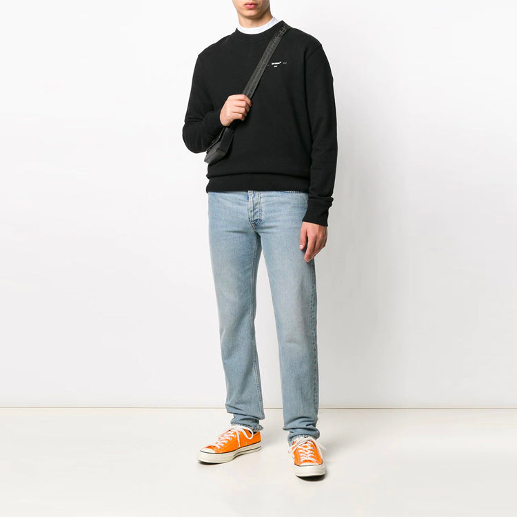 Men's Off-White Alphabet Logo Pattern Long Sleeves Loose Fit Black OMBA025R20D250321091