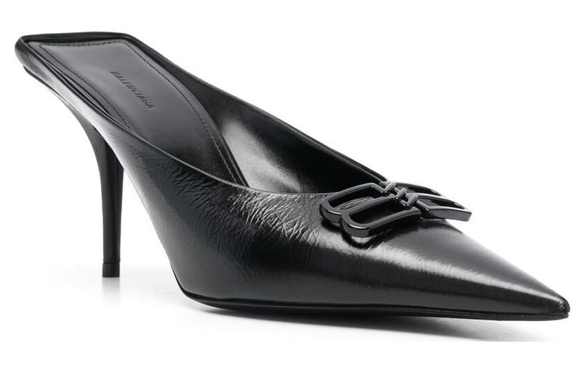 (WMNS) Balenciaga Knife BB Leather Mules 'Black' 694722WBBI21000