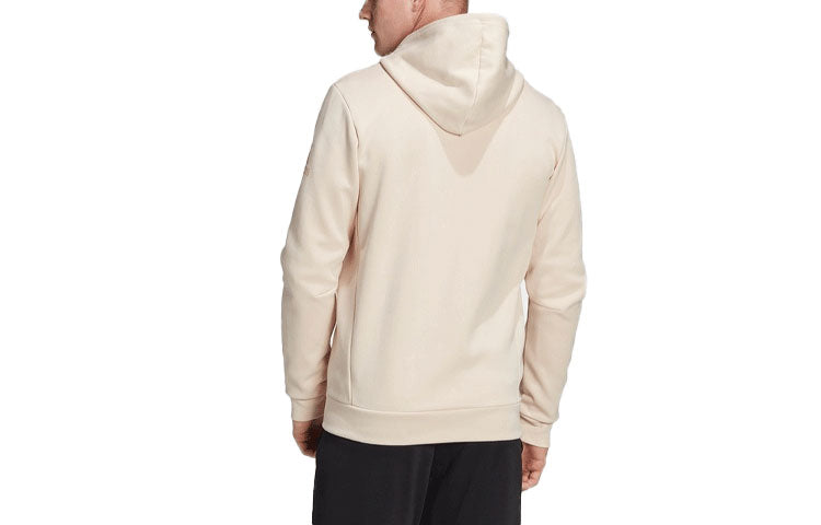 Men's adidas Logo Printing Zipper Hooded Jacket Hemp Color EB5273