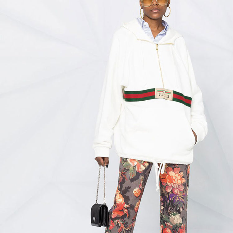 (WMNS) Gucci SS21 Detail Half Zipper Cotton Hoodie White 644656-XJC3W-9091