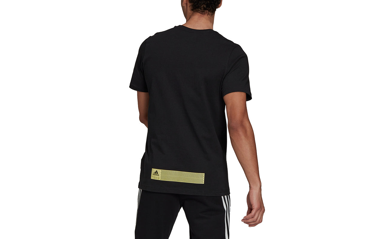 adidas Tech Refl Tee M Running Athleisure Casual Sports Round Neck Short Sleeve Black GN6862