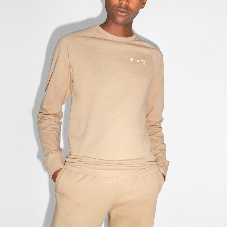 (WMNS) Men's Off-White x Browns 50 Crossover Printing Logo Loose Round Neck Long Sleeves Beige OMAB050G20JER0011701