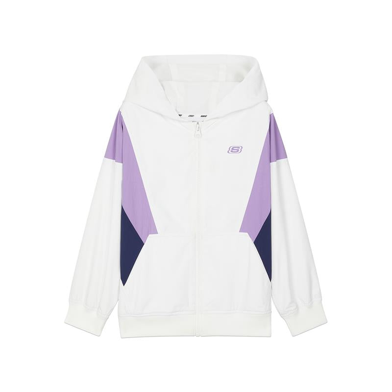 (GS) Skechers Casual Full-Zip Jacket 'White Purple Black' L121G041