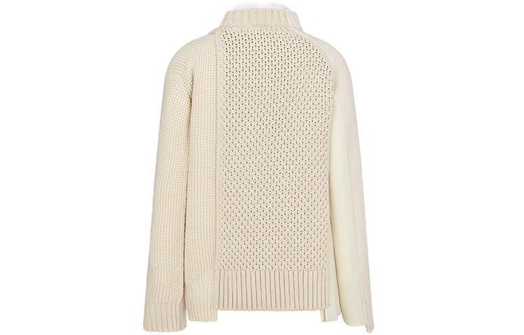 Men's DIOR x Sacai Crossover Ribbed Asymmetric Splicing Jacket Beige 213M439AT453-C080