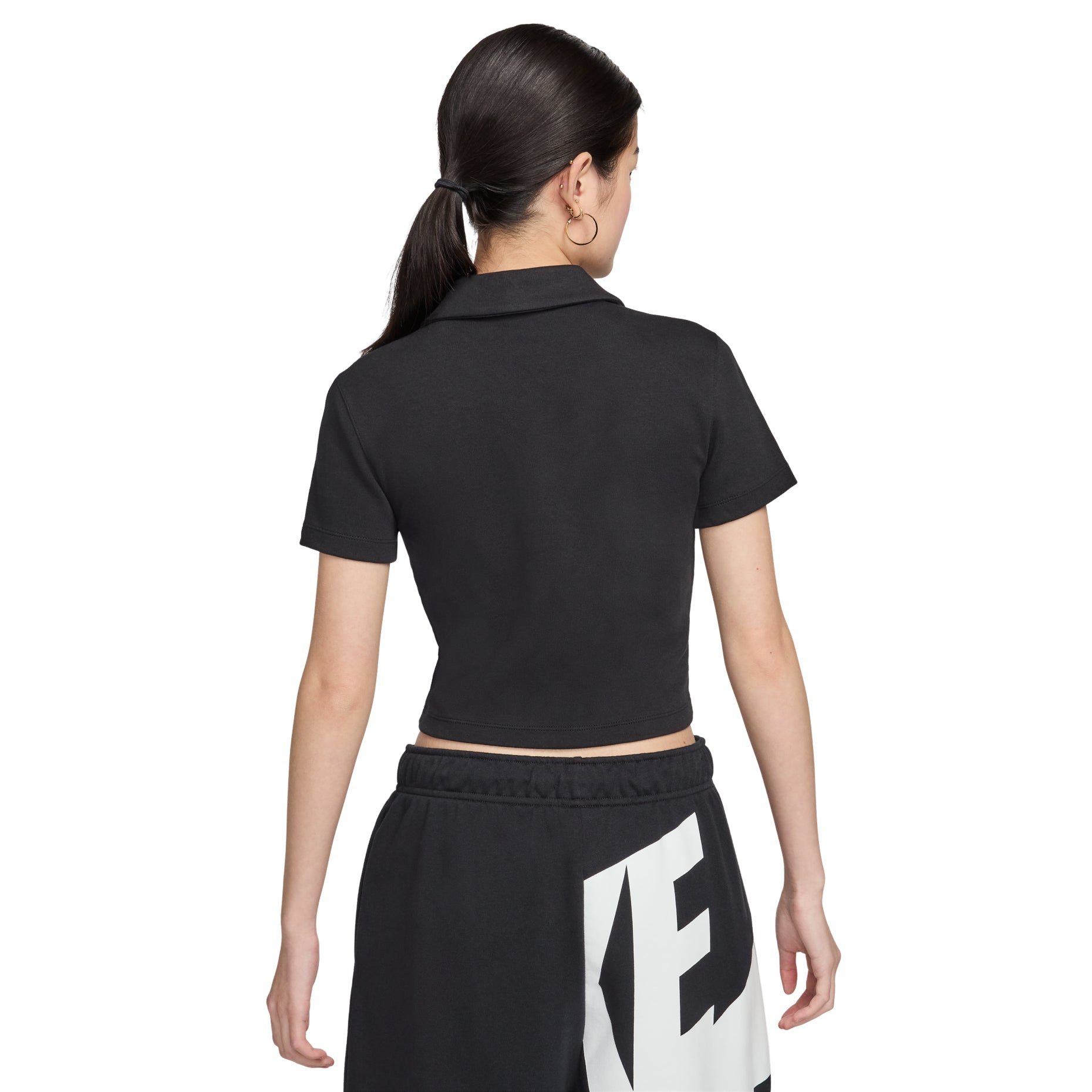 (WMNS) Nike Sportswear Essential Polo Shirt Asia Sizing 'Black White' DV7885-010