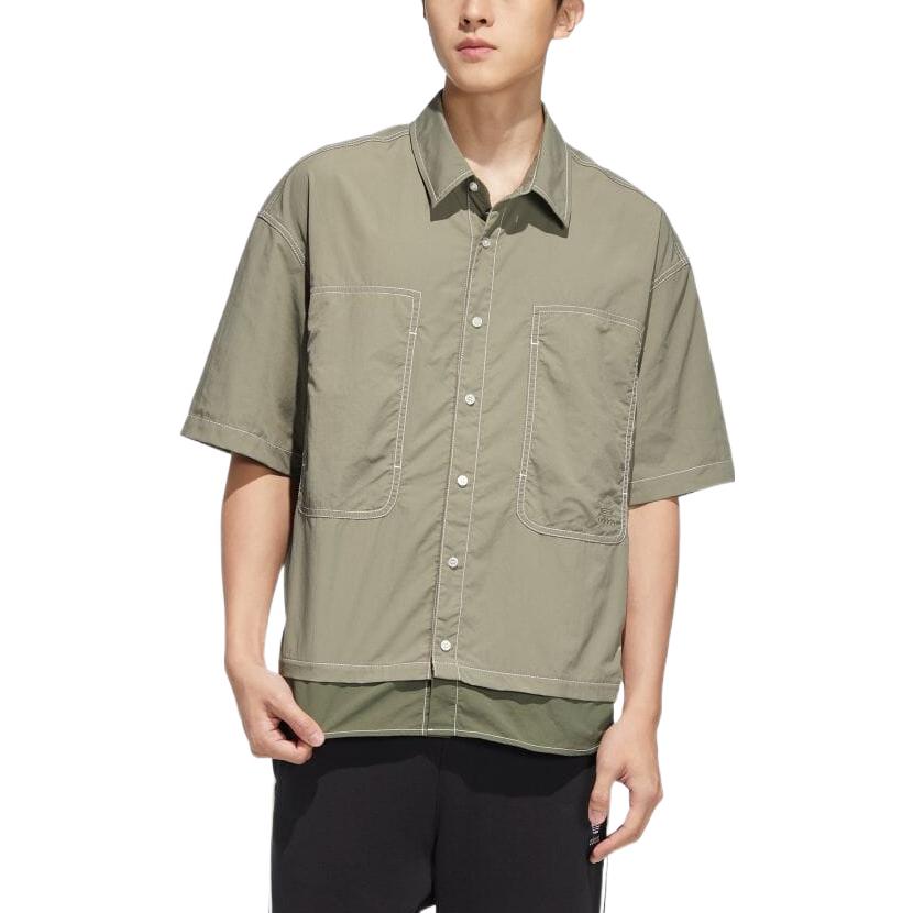 adidas originals Colorblock Design Casual Short Sleeve Shirt Green HM7994