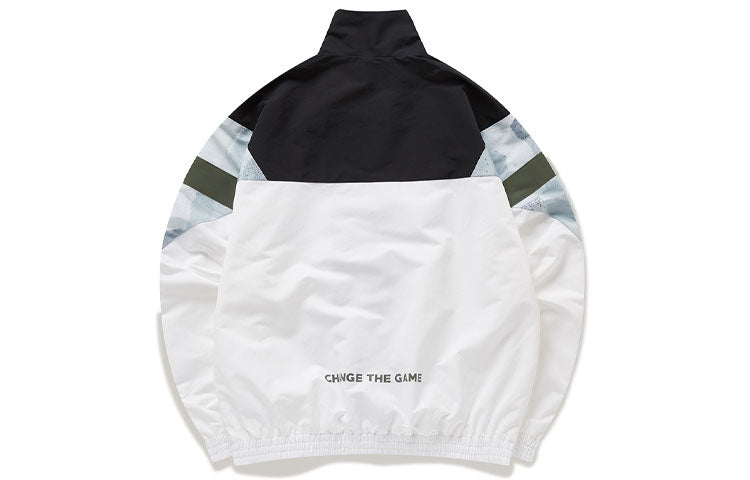 FILA FUSION Logo Printing Colorblock Woven Stand Collar Jacket White Blue Colorblock T11M013707F-WT