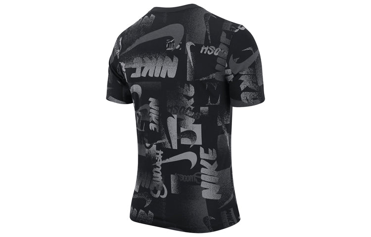 Men's Nike Full Print logo Short Sleeve Black T-Shirt CT6190-010