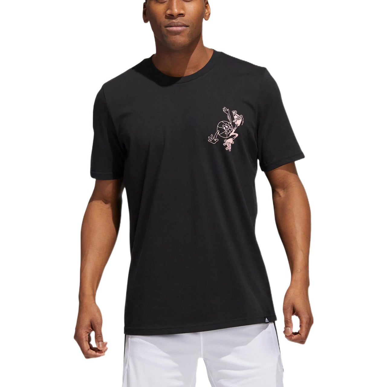 Men's adidas Cartoon Frog Basketball Sports Short Sleeve Black T-Shirt HK6723