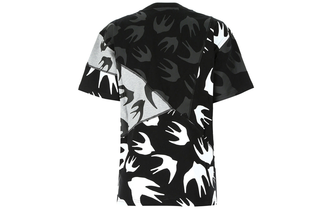 McQ Alexander McQueen Swallow Pattern Round Neck Short Sleeve Colorblock 620558-RPT50-1073