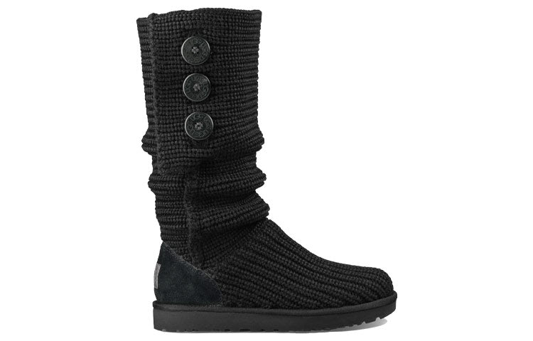 (WMNS) UGG Classic Cardy Boot Knit Shoe Stay Warm Cozy Black 1016555-BLK