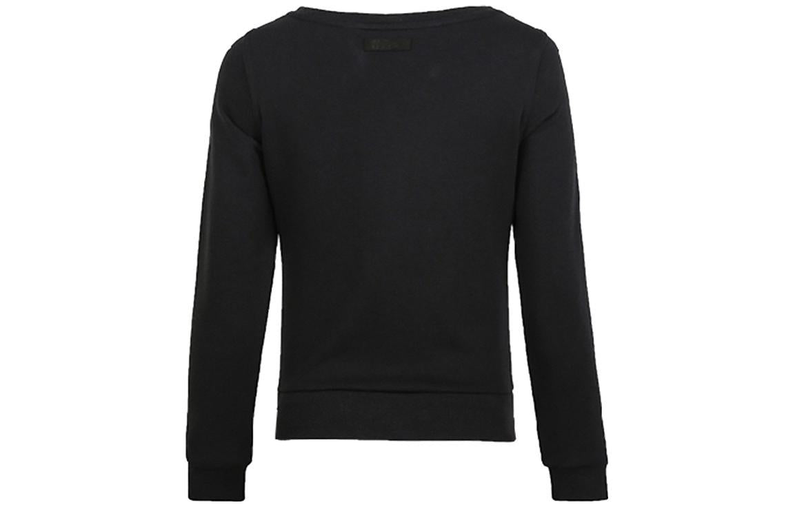 (WMNS) New Balance Logo Sweatshirt Asia Sizing 'Black White' AWT71616-BK