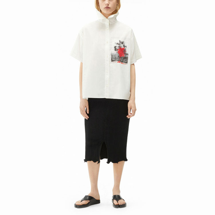 KENZO SS21 520 Series Chest Printing Pattern White Shirt FB52CH0401LA-01