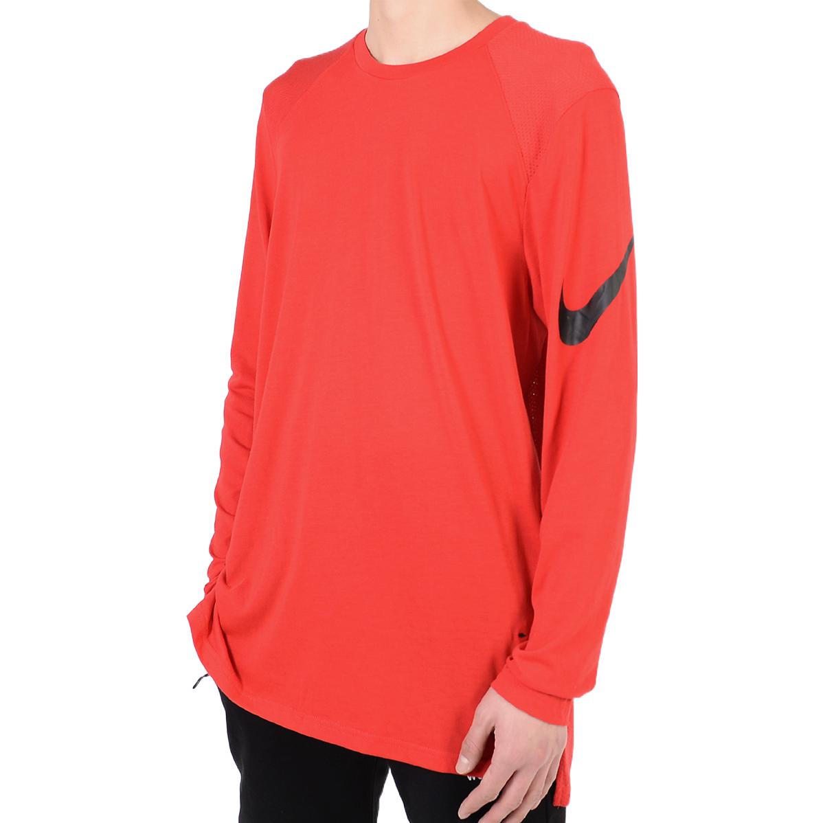 Men's Nike Solid Color Logo Printing Round Neck Long Sleeves Red T-Shirt 891602-657