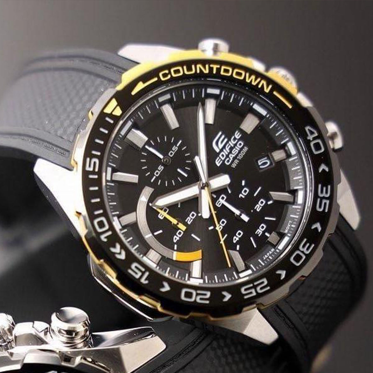 CASIO Quartz EDIFICE Mens BlackYellow Analog EFR-566PB-1A
