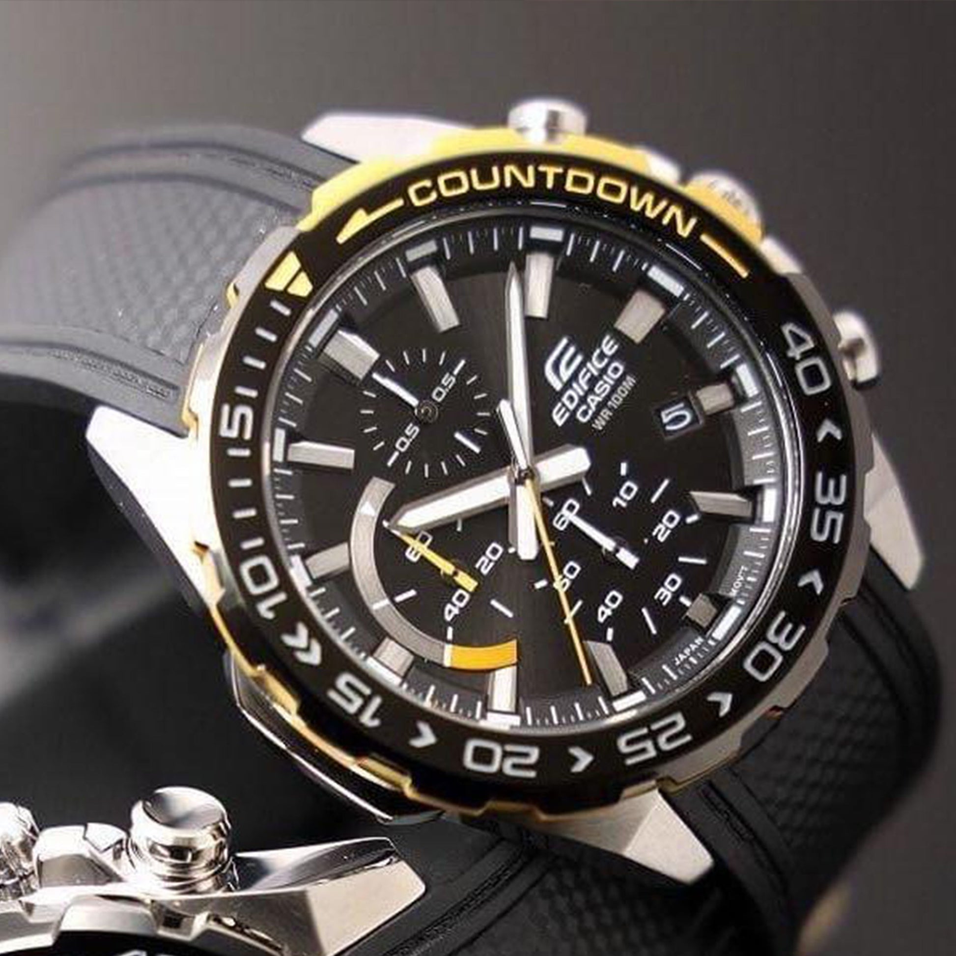 CASIO Quartz EDIFICE Mens BlackYellow Analog EFR-566PB-1A