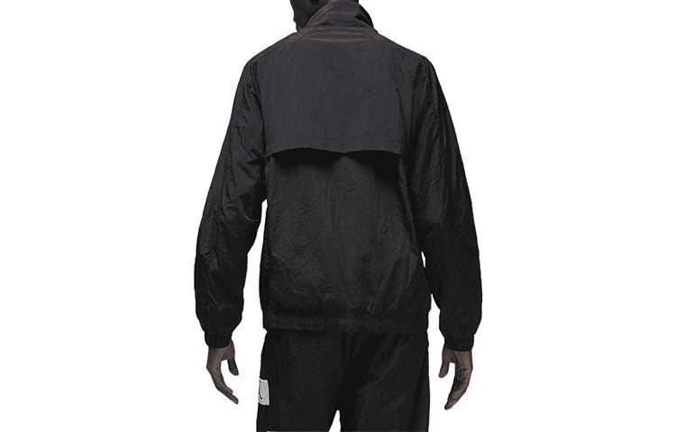 Men's Air Jordan Essentials Chest Brand Logo Patch Stand Collar Jacket Black DQ7336-010