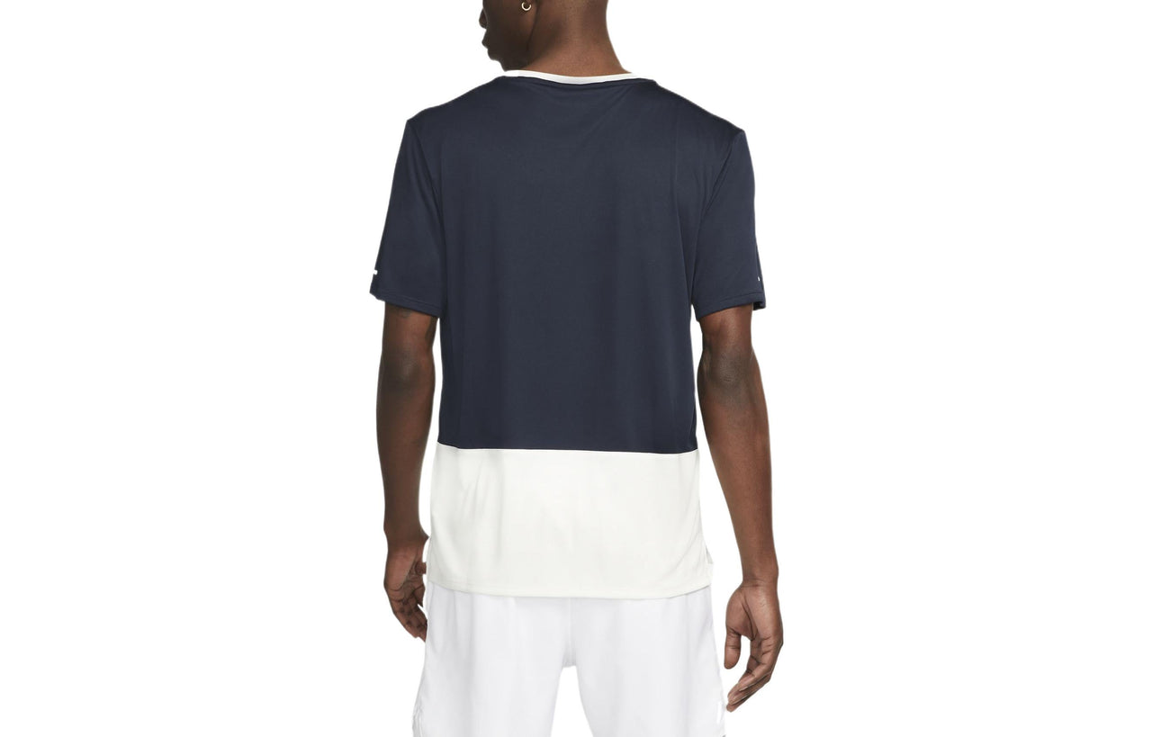Men's Nike Colorblock Alphabet Logo Pattern Printing Loose Short Sleeve Navy Blue T-Shirt DM4798-475