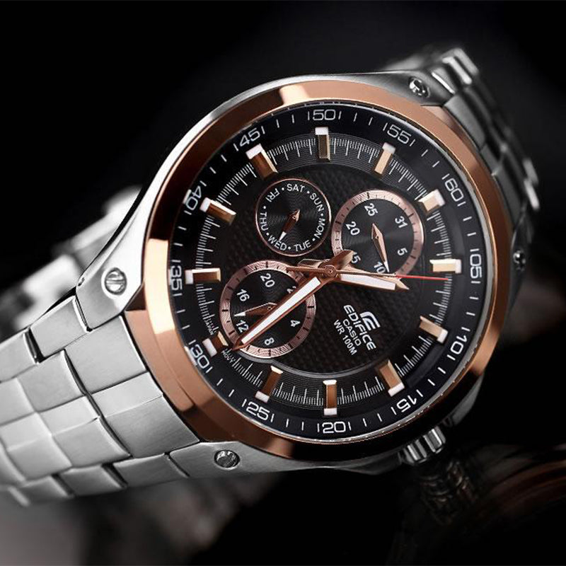 CASIO Quartz Waterproof Sports EDIFICE Mens Rose Gold Analog EF-326D-1A