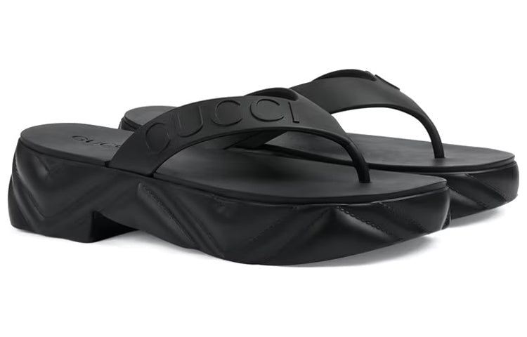 (WMNS) Gucci Thong Platform Sandal 'Black' 746334-JFM00-1000