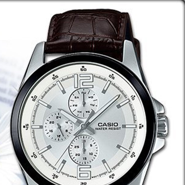 CASIO Quartz Waterproof Mens Brown Analog MTP-E306L-7A
