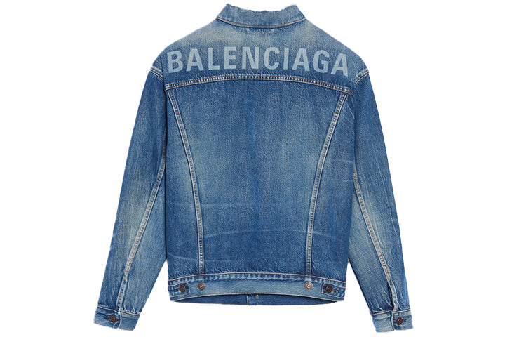 (WMNS) Balenciaga Logo Denim Jacket 'Blue' 557388TBP464773