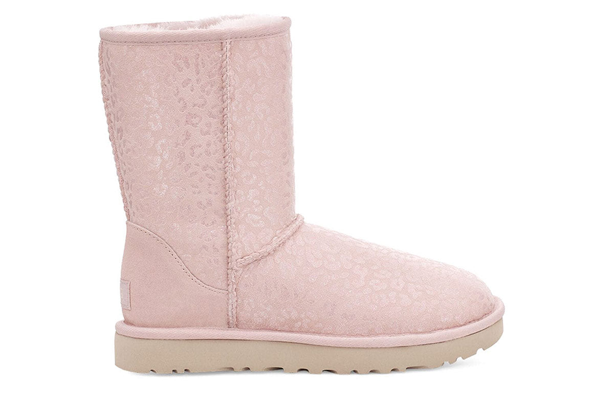 (WMNS) UGG Classic Short Snow Leopard Fleece Lined Pink 1113495-QRT