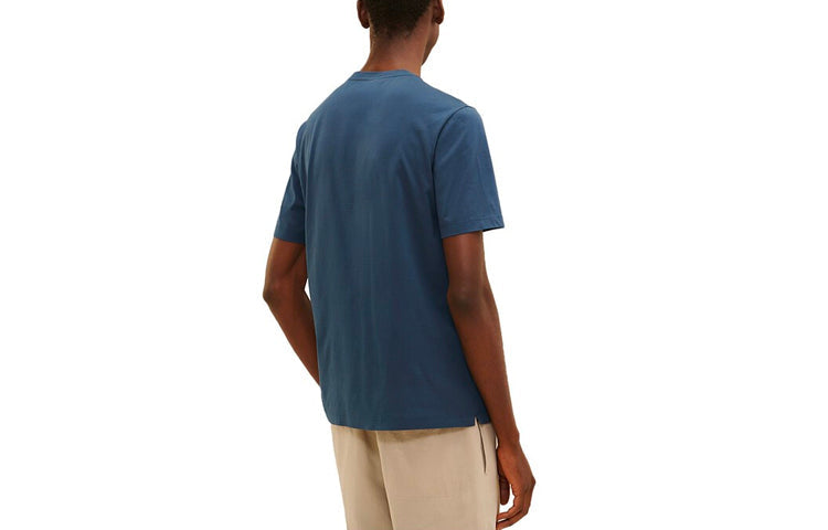 Men's HERMES SS21 Series Round Neck Short Sleeve Blue H157860HA67