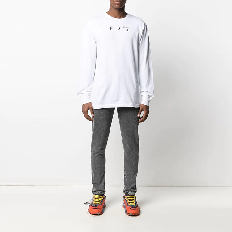 Off-White SS21 Arrows Pattern Printing Round Neck Long Sleeves Ordinary Version White OMAB001S21JER0060145