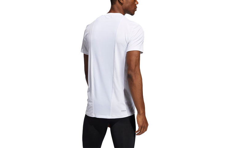 Men's adidas Logo Printing Solid Color Round Neck Short Sleeve White T-Shirt GL9890