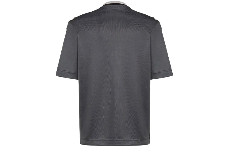 Men's FENDI SS21 Mesh Splicing Alphabet Short Sleeve Gray FAF629A52EF1DS1
