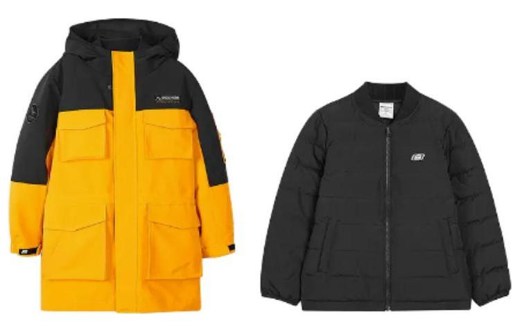 (GS) Skechers Hooded Zip-up 3-In-1 Down Jacket 'Green Black Yellow' L421B019