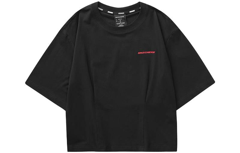 (WMNS) Skechers Casual Graphic Tee 'Black Red' L323W013-0018